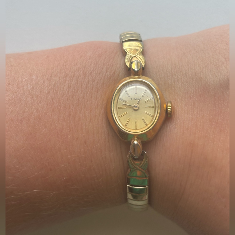 Gold-Plated Hexagonal Vintage Timex Watch